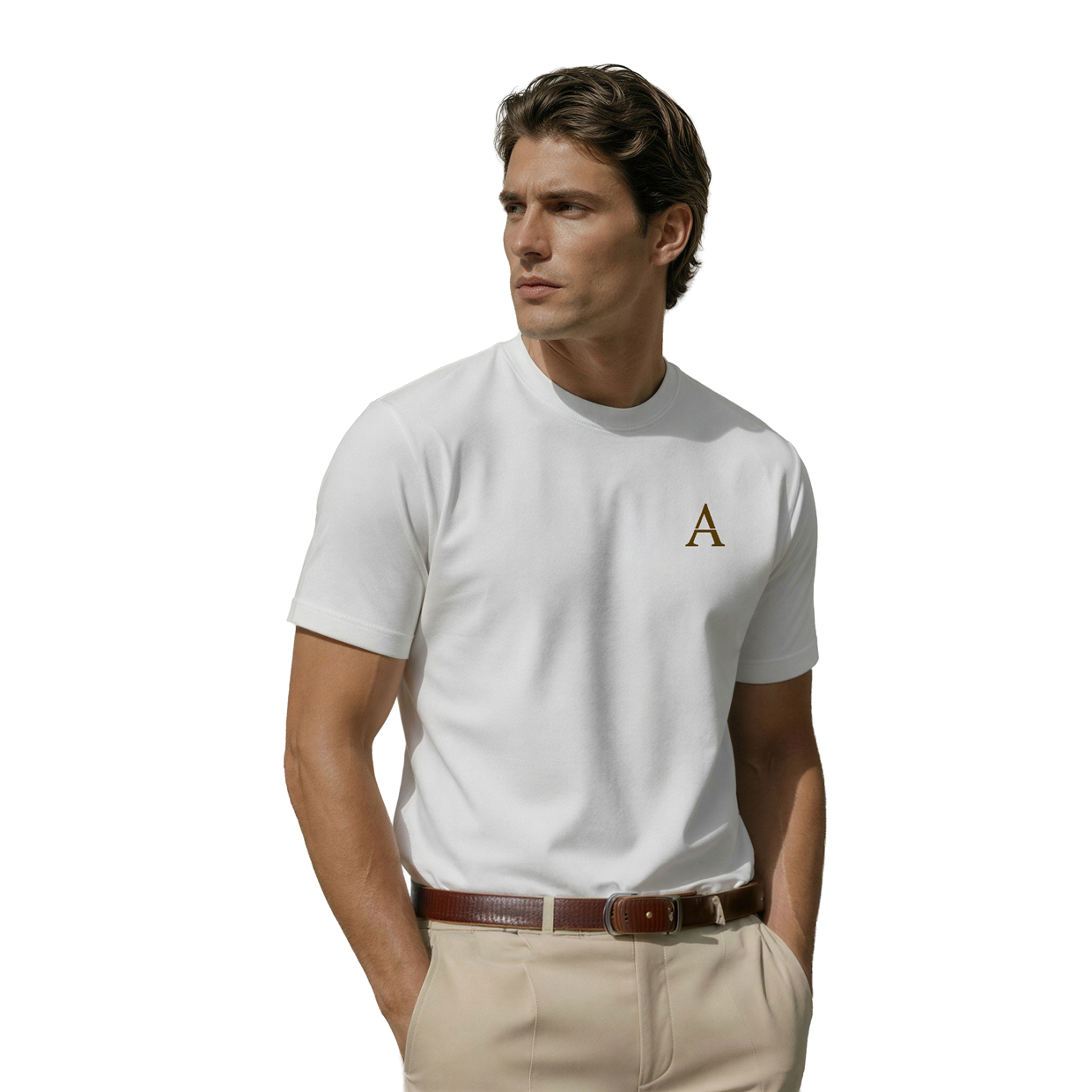 White T-Shirt Brown Logo